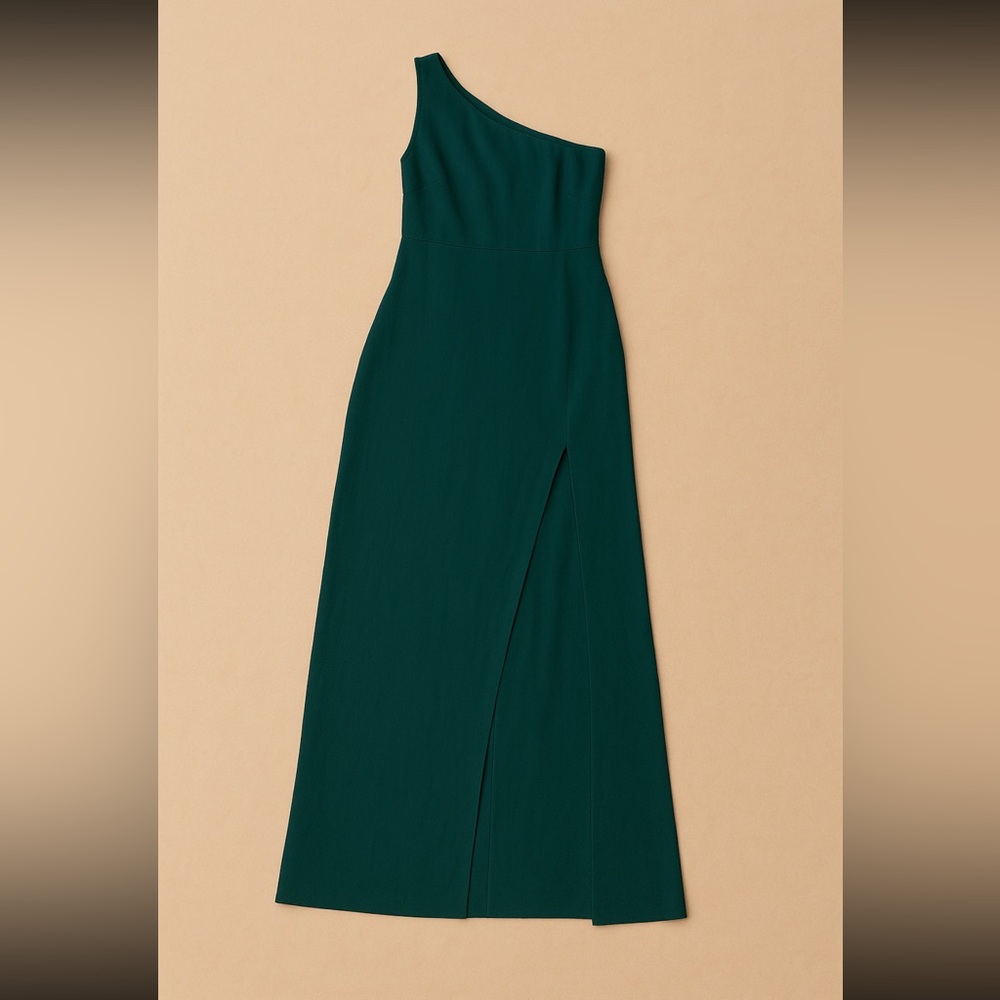 Lulus One-Shoulder Emerald Green Maxi Dress